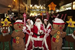 Christmas costumes pose for photo in Hong Kong, south China …