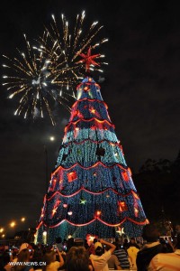 light in sky christmas tree