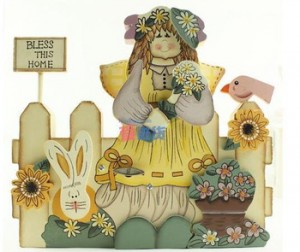 rural styal girl animal flower wooden