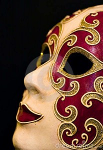 Close-up Of Red & Gold Carnival Mask