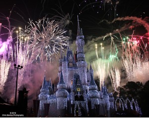 Cinderella’s Castle Christmas Time durring Fireworks