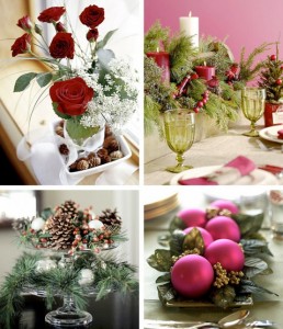 Decorating the Christmas table with flowers