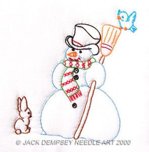 Jack Dempsey Needle Art Snowman 9″ Quilt Squares