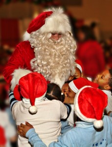 santa celebrate with childrens