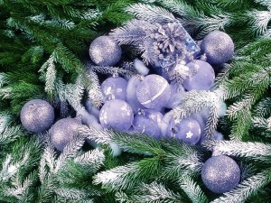 Christmas Baubles on Decorated Christmas Trees