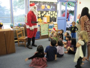 Christmas parties santa in a school
