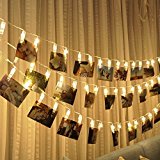 LED Photo Clip String Lights-Magnolian 20 Photo Clips Battery Powered Rope Lights, Wedding Party Christmas Home Decor Lights for Hanging Photos Paintings Cards and Artwork (20 Ft, Warm White)