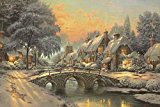 classic christmas painting by thomas kinkade - Print on Canvas 24 X 16inch: Unframed