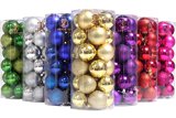 Sea Team 40mm/1.57″ Classic Matte Glaze & Glitter Finish Solid Color Christmas Balls Ornaments Set Multicolor-choice Shatterproof Festive Hanging Ornaments in 3-Finish, 24-Pack (Gold)