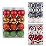 KI Store 2.36-Inch Shatterproof Christmas Tree Decoration Ball Set, Gray and White