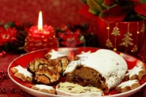 Beautiful Christmas Still Life With Cake And Candles