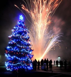 Fireworks light sky at tree-lighting ceremony in Paradise Township …