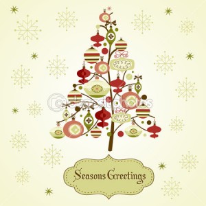 Beautiful Christmas tree illustration. card