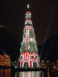 Giant floating Christmas tree in rio de janeiro