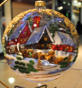 A hand painted Christmas Bauble