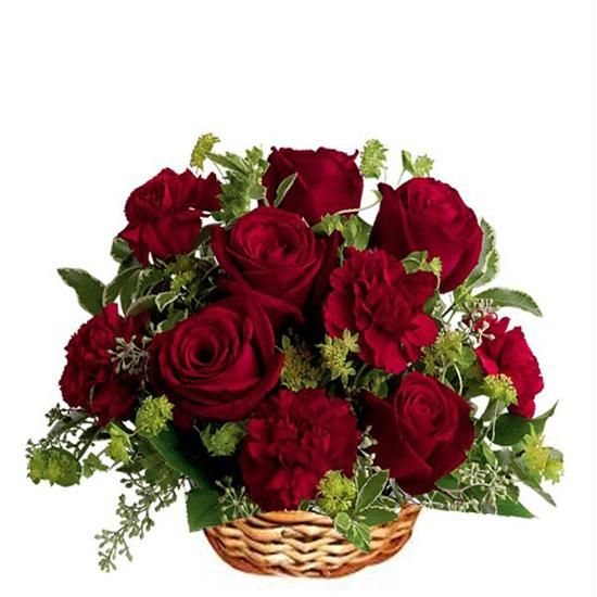 Wow Red Flowers Basket | PinChristmas.com