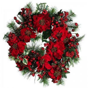 24-Inch Red Poinsettia Christmas Wreath …