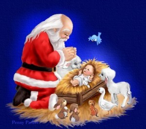 santa with baby jesus