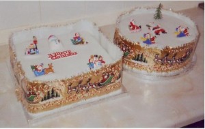 Square and round Beautiful Christmas cakes