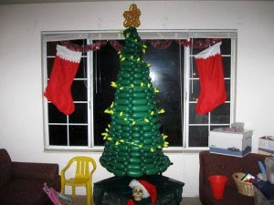 Stringing the Lights on a Balloon Christmas Tree